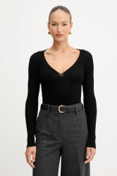 Vlněný svetr Twinset dámský, černá barva, 252TT3110