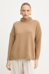 Vlněný svetr Weekend Max Mara BORGIA dámský, zelená barva, s golfem, 2525366112600