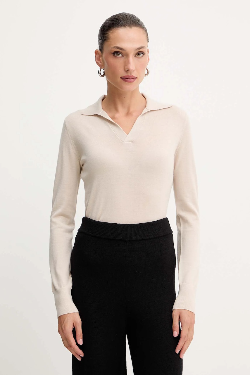 Vlněný svetr Weekend Max Mara CAPPA dámský, béžová barva, 2525366052600