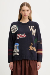 Vlněný svetr Weekend Max Mara PAVIDI dámský, tmavomodrá barva, 2525366262600