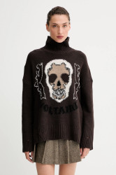 Vlněný svetr ZADIG&VOLTAIRE dámský, hnědá barva, s golfem, KWSW02825