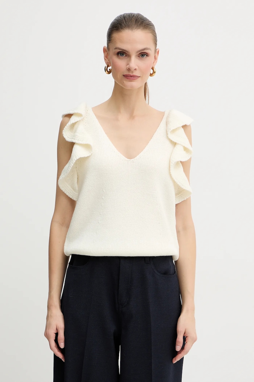 Vlněný top Luisa Spagnoli dámský, béžová barva, 100232