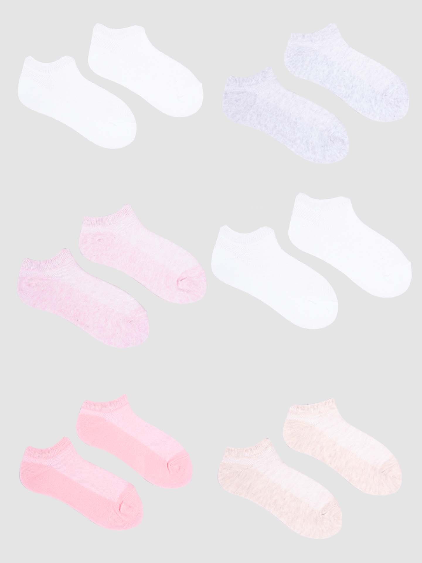 Yoclub Kids's Girls' Ankle Thin Cotton Socks Basic Plain Colours 6-pack SKS-0027G-0000