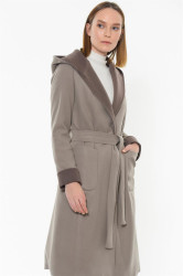 Z6422 DEWBERRY WOMEN'S COAT-PLAIN BEIGE