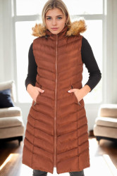 Z9684 DEWBERRY WOMEN'S VEST-LIGHT BROWN