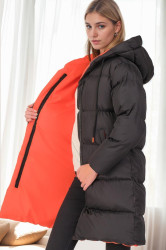 Z9687 DEWBERRY WOMEN'S COAT-BLACK-ORANGE