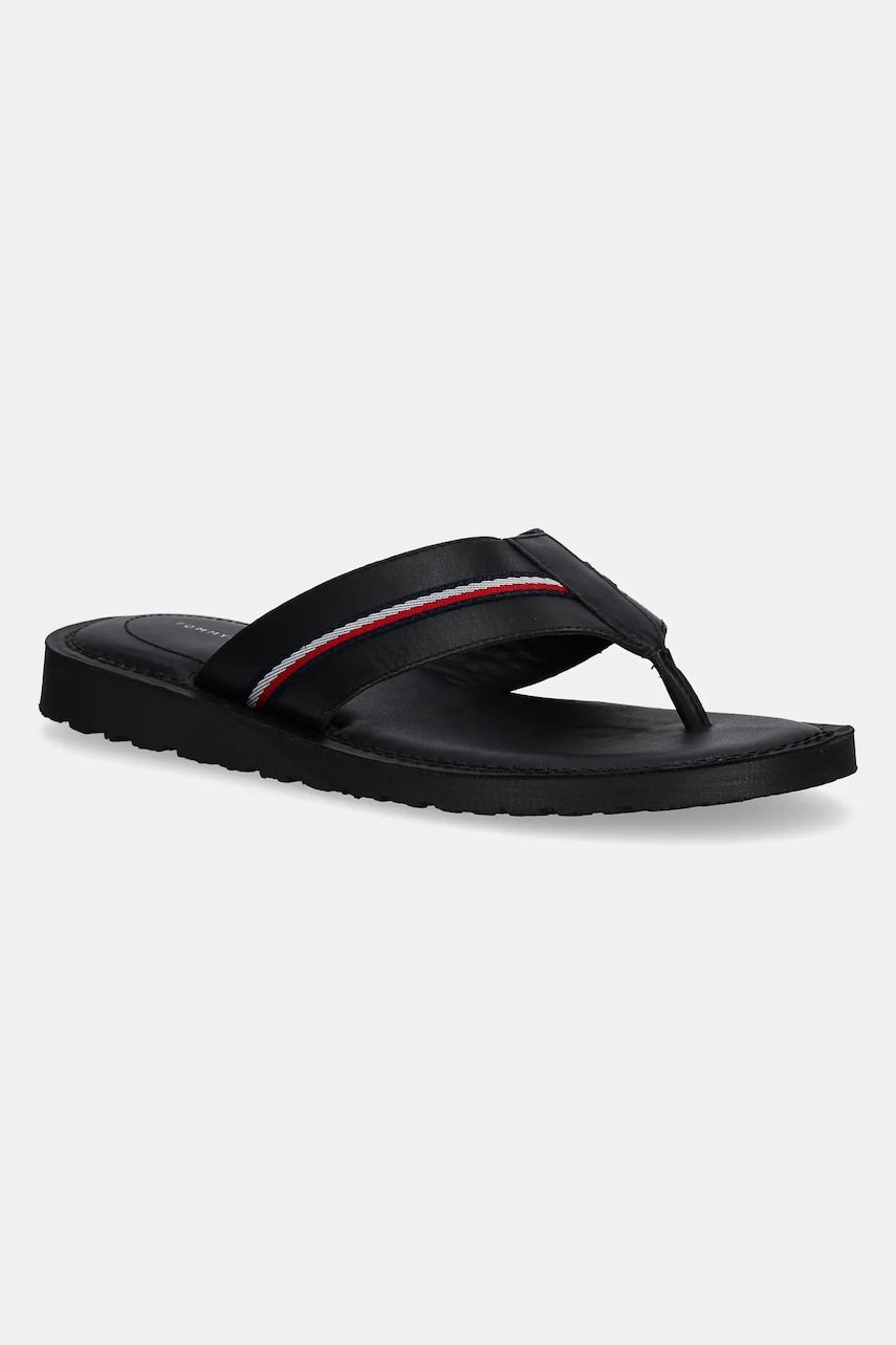 Žabky Tommy Hilfiger CORE HILFIGER TOE POST LH SANDAL pánské, černá barva, FM0FM05416