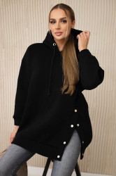 Zateplená mikina s druky černé barvy