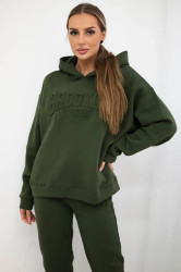 Zateplený bavlněný set, mikina + kalhoty Brooklyn khaki