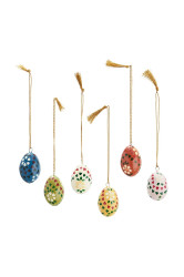 Závěsné dekorace Madam Stoltz Handmadepapermacheeggs 6-pack