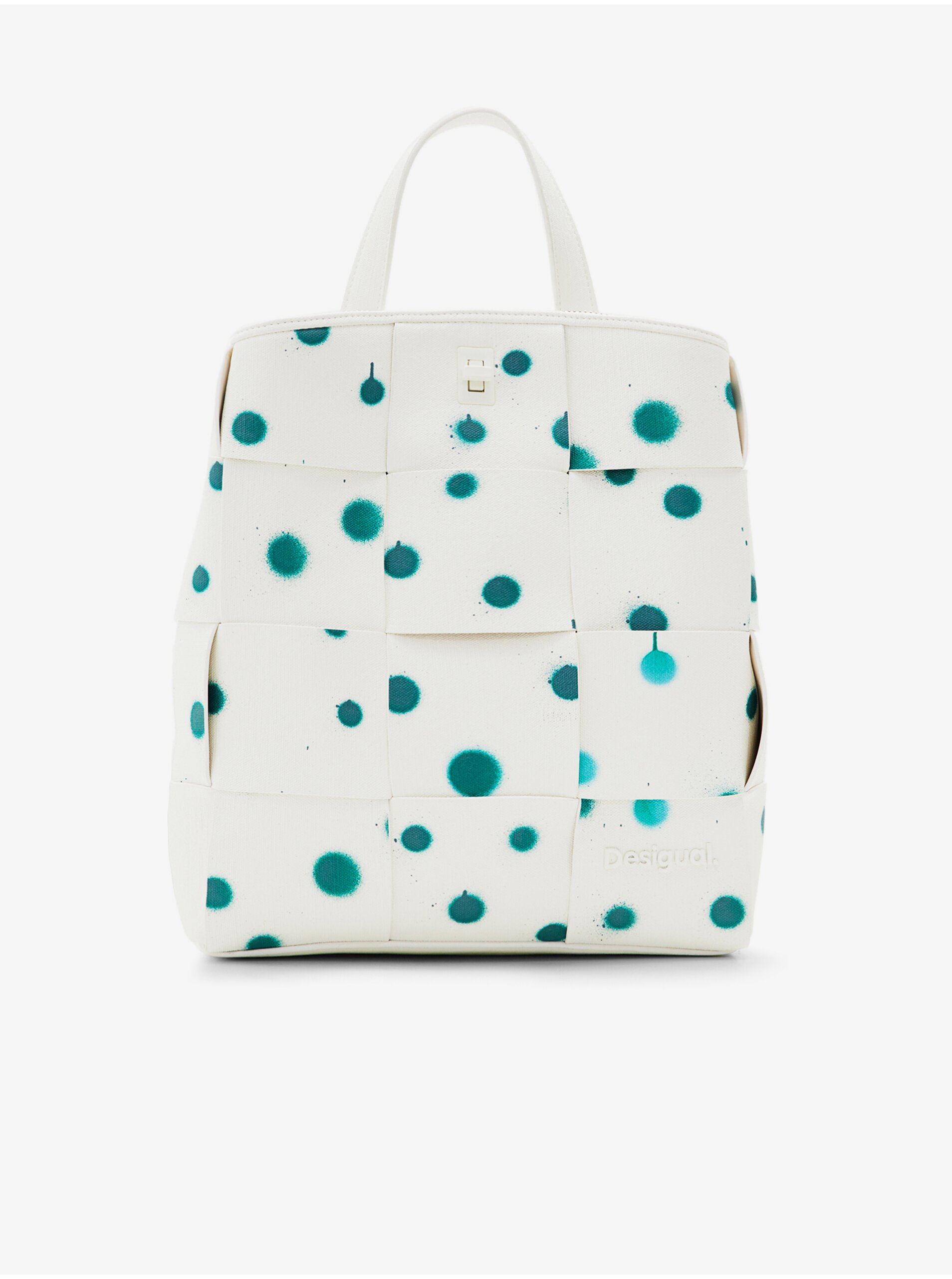 Zeleno-bílý dámský vzorovaný batoh Desigual New Splatter Sumy Mini - Dámské