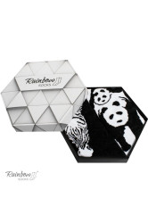 ZOOKSY/RAINBOW SOCKS Duhové ponožky se zvířecími motivy Zebra Panda černá a bílá 2 páry