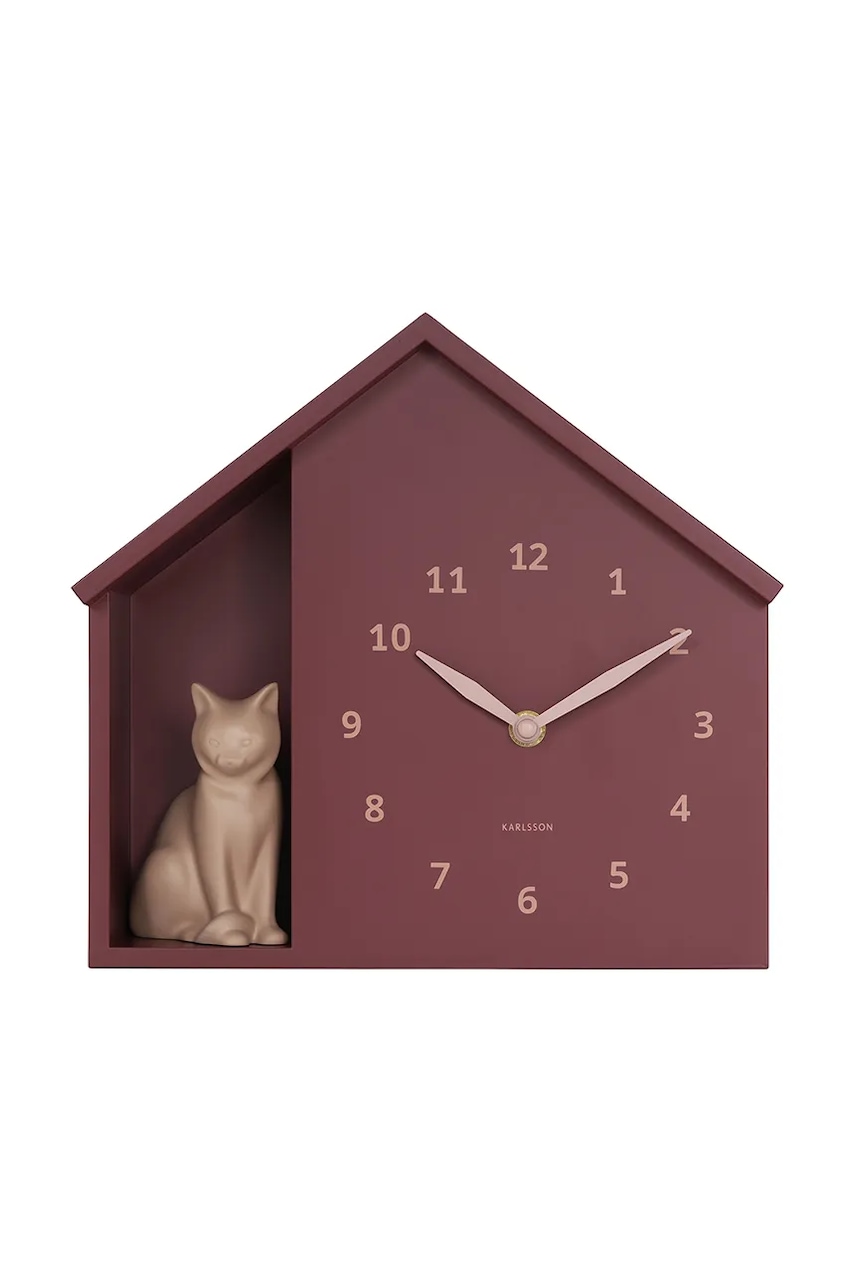 Zvukové nástěnné hodiny Karlsson Siting Cat 26 x 29 cm